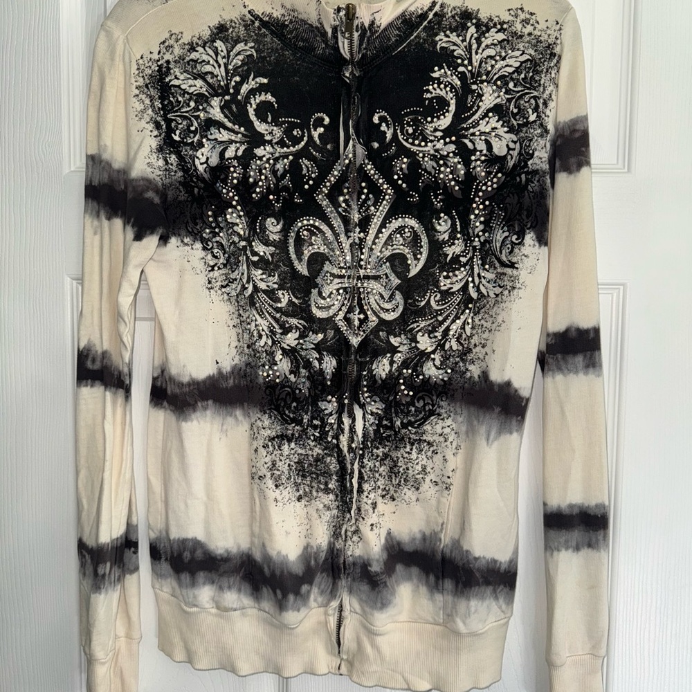 Vocal embellished zip up sweater